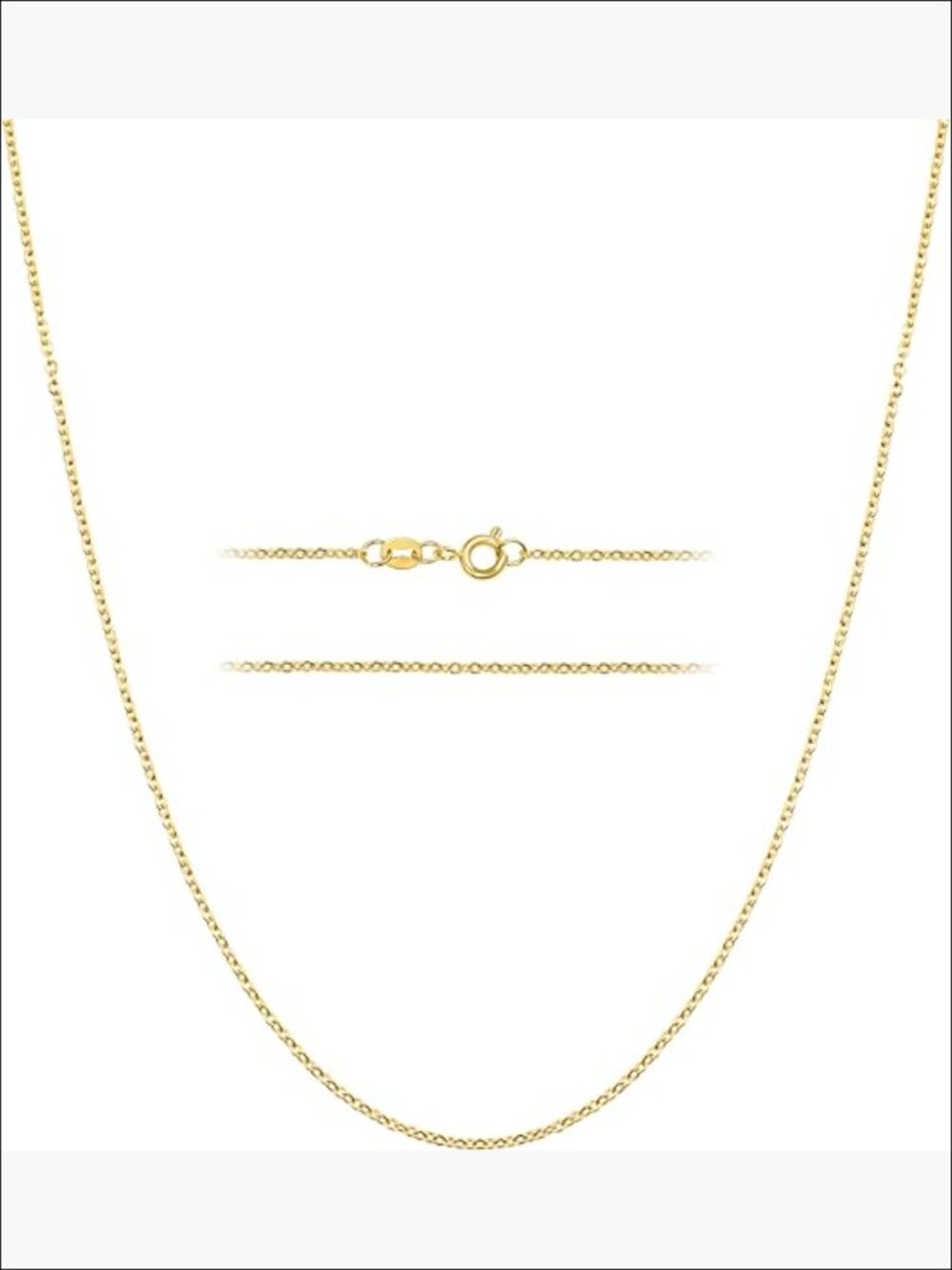24k Gold Plated Stainless Steel Cable Link Chain Necklace, Thin Dainty Necklace